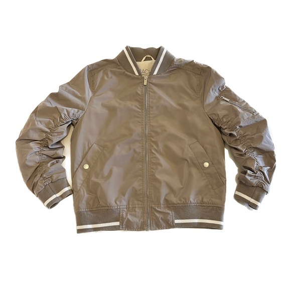 SALE: Rachel Roy Tan Polyester Nylon Bomber Jacket (Size Medium) - Picture 3 of 5